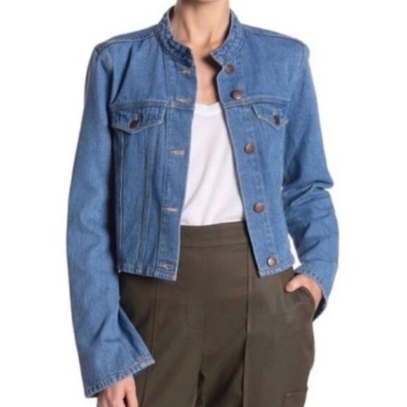 BCBGeneration Contrast Bell Sleeve Light Blue Button Up Denim Jacket size M - Picture 1 of 11